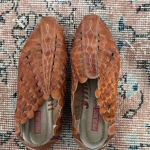 PIKOLINOS Tan Leather Woven Shoes